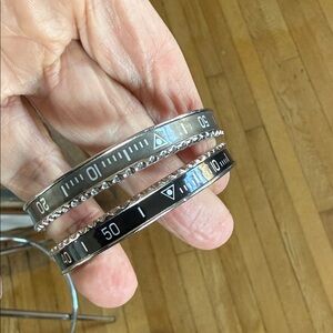 Silver and Black Wearable Tech Bracelet set of two